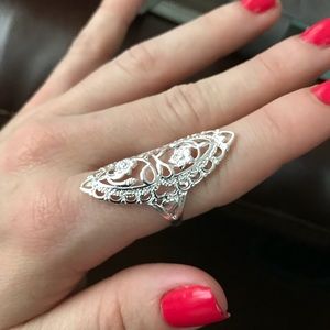Silver Flower Hollow Saddle Ring